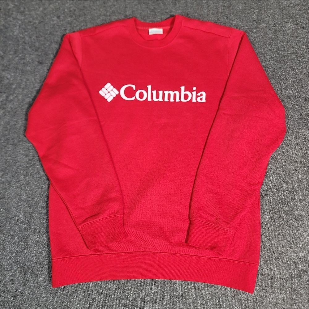 Columbia Sportswear Crewneck Sweatshirt Men M Red Logo Spell Out Pullover Classi